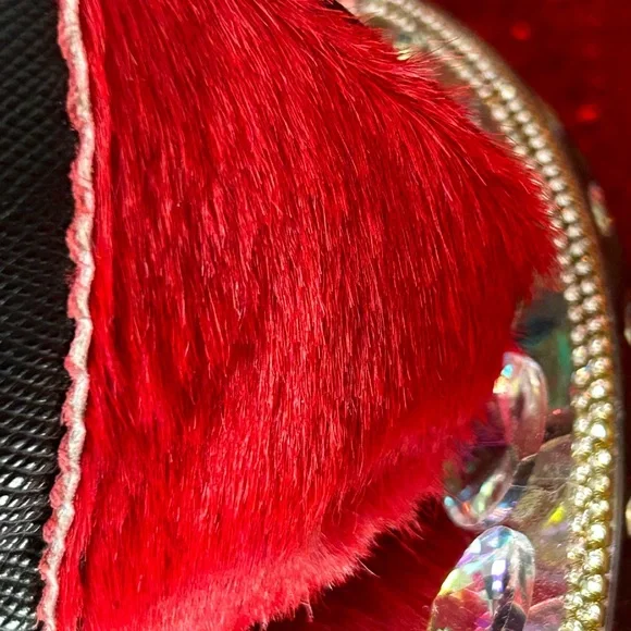 Leatherneck USA Black & Red Animal Print Calf Hair Shoulder Bag Approx. 12 x 11 - Picture 8 of 15